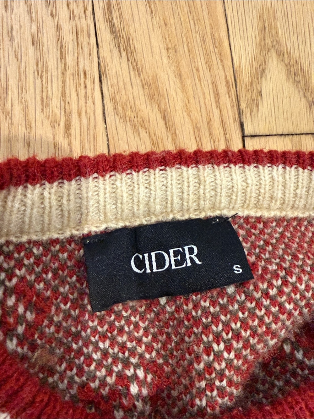 Cider Cream Knit Sweater with Red Floral Detail - Picture 3 of 3